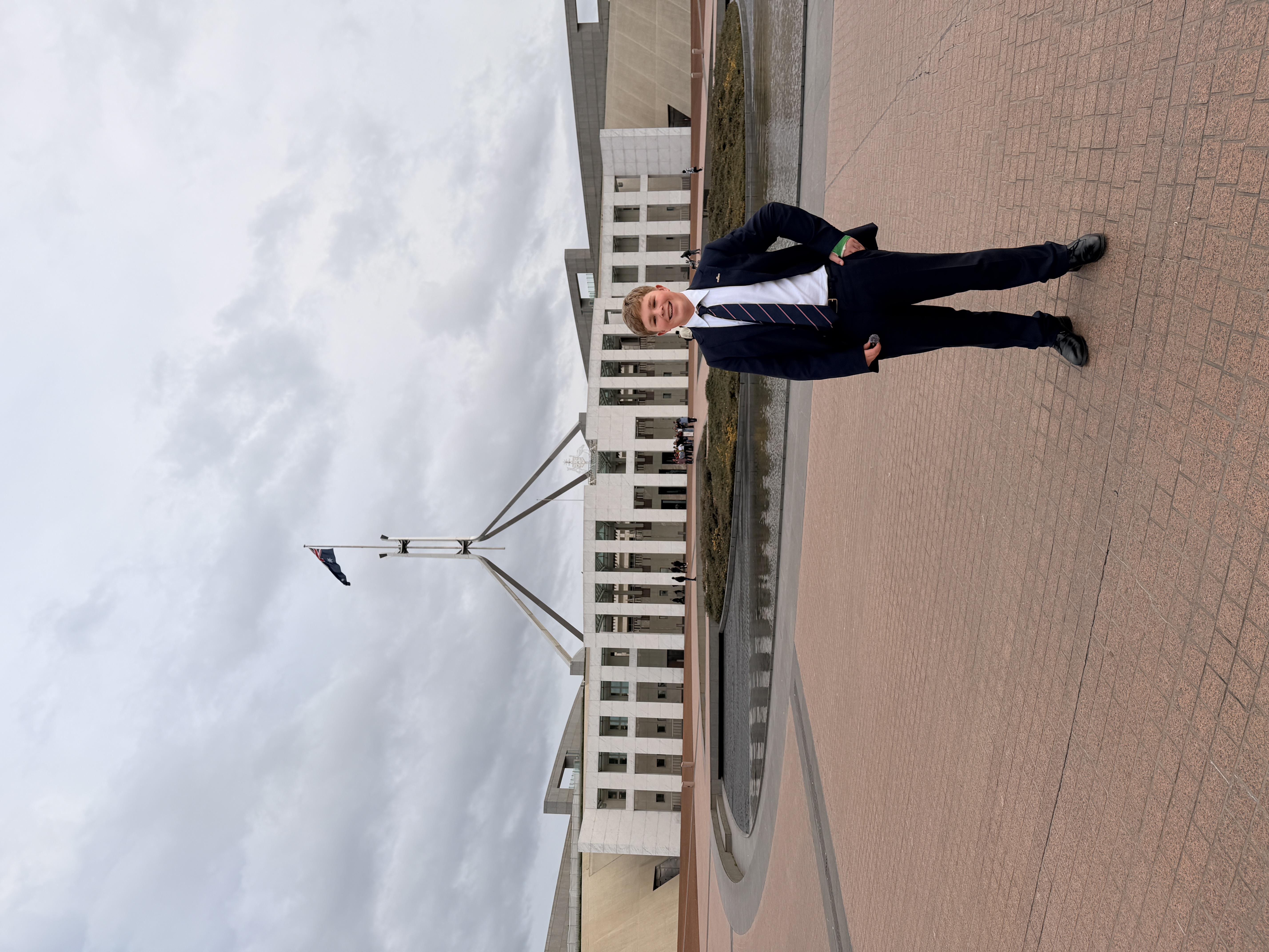 Jack Okill outside Parliament House in Canberra